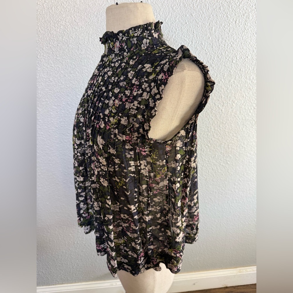 Ganni‎ Georgette Sleeveless Floral Blouse FR Size 34 - Picture 3 of 5